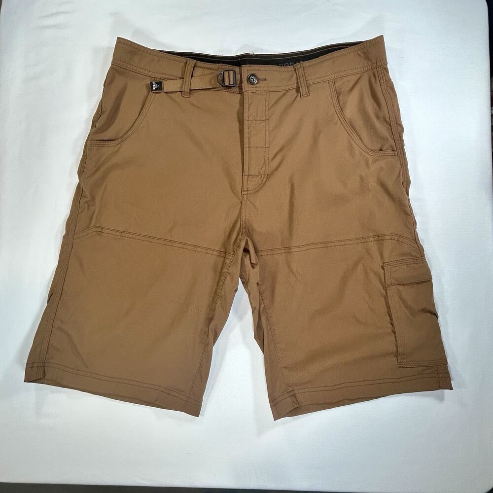 PrAna Stretch Zion Cargo Short Hiking Outdoor Belted Men's Size 36 Sepia Brown